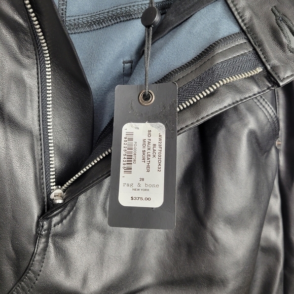 NWT Rag & Bone Sid Faux Leather Black Slit High Rise Skirt Size 28 - Picture 14 of 14